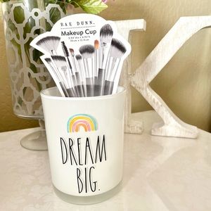 🌞 Rae Dunn Glass “DREAM BIG” makeup & brushes cup jar holder🌞